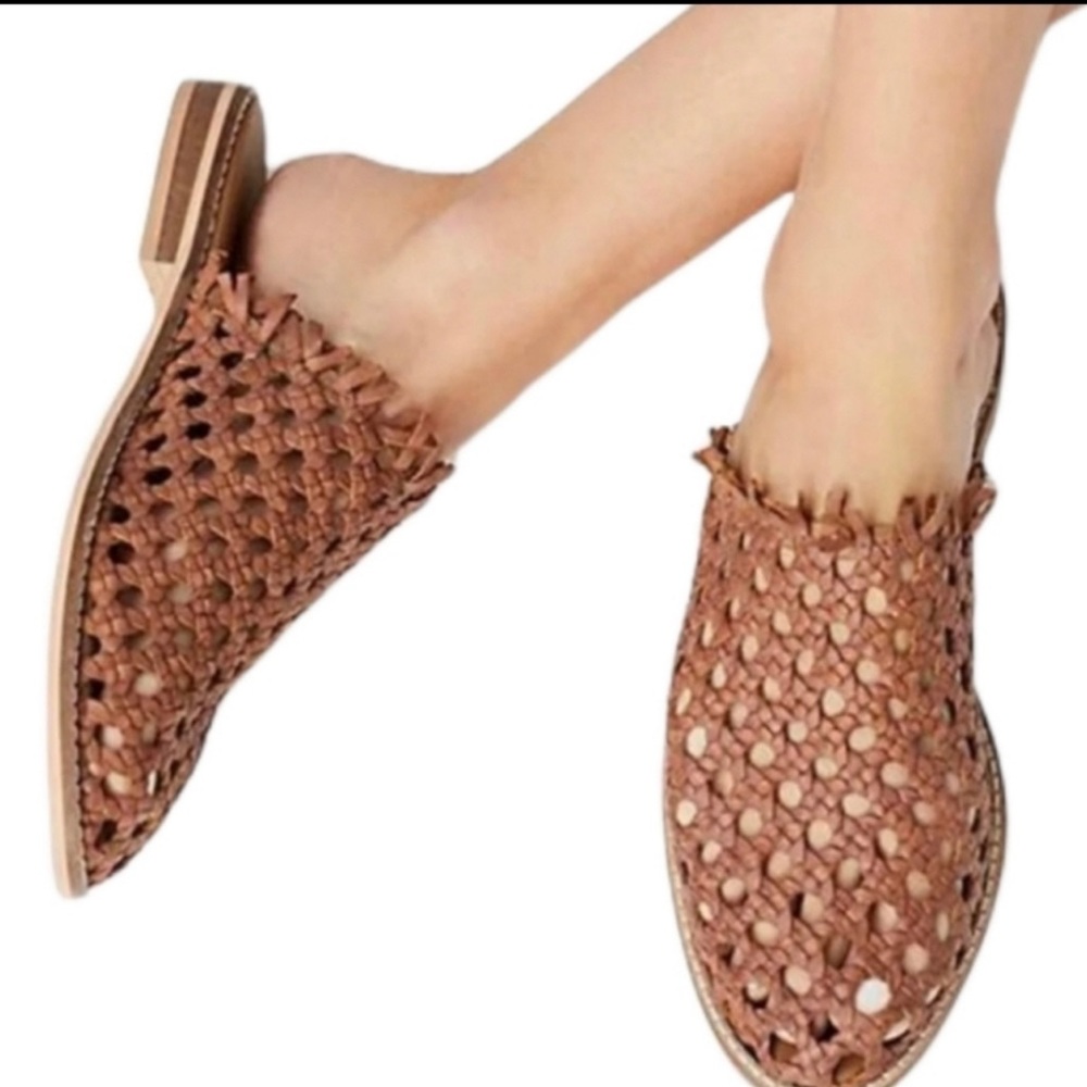 Free people woven brown leather mules